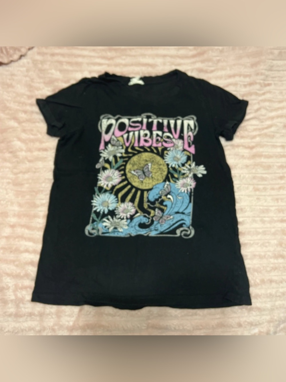 Positive Vibes Black Graphic Tee women’s size S